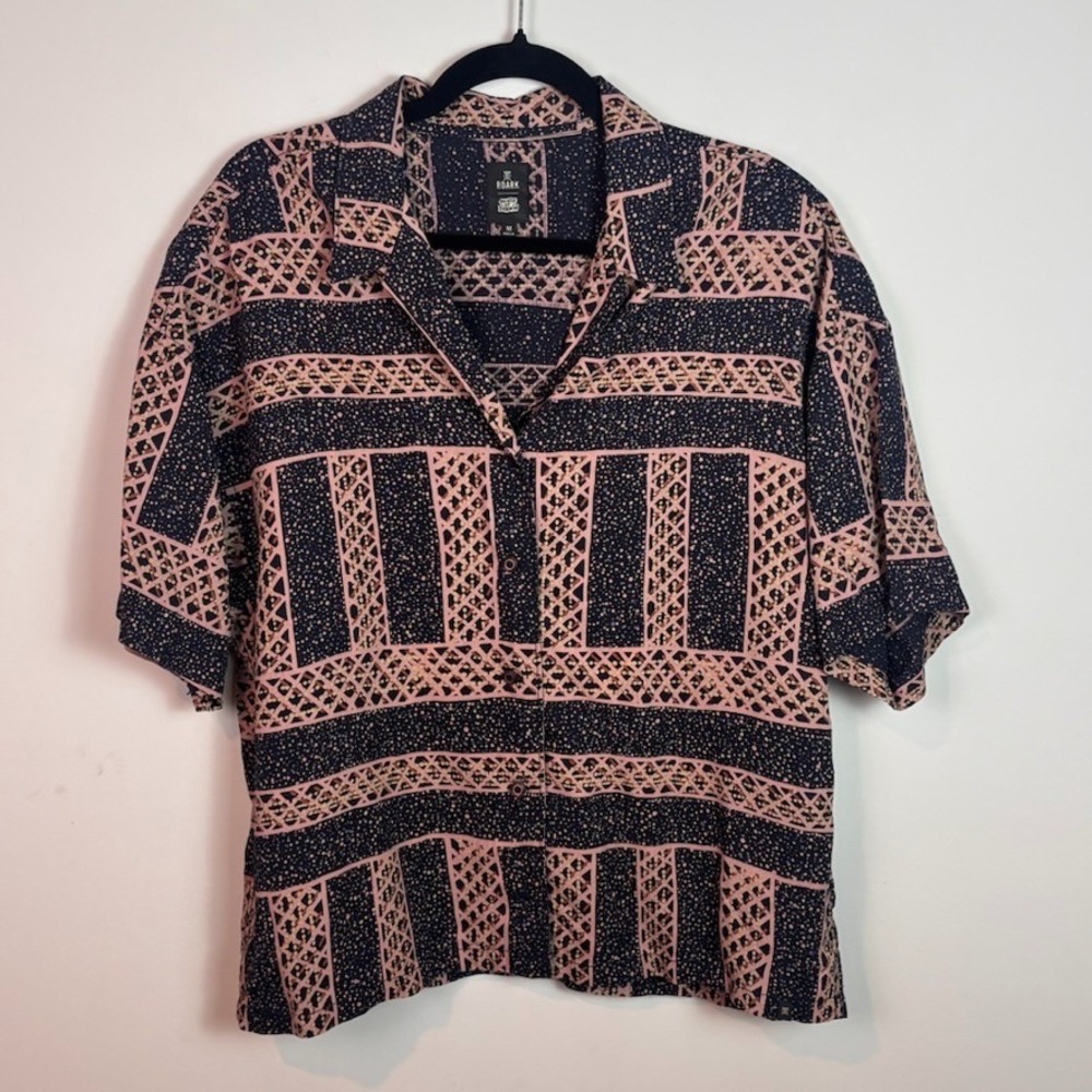 NEW Roark House of Darwin Womens Riviera Short Sleeve Blouse MED Dark Navy NWT!